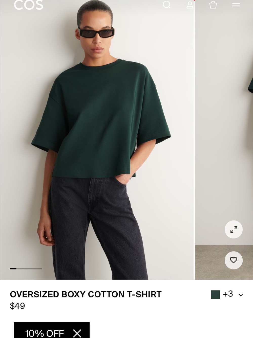 COS Oversized nwt Boxy Cotton Tee in Forest Green